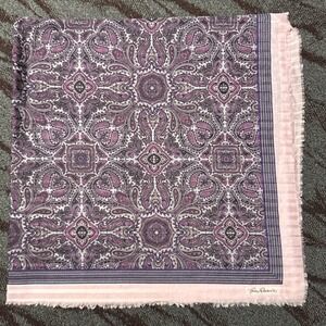 Jim Renoir Vintage Large Scarf Floral Paisley Pink Italy 45" x 45" Intricate
